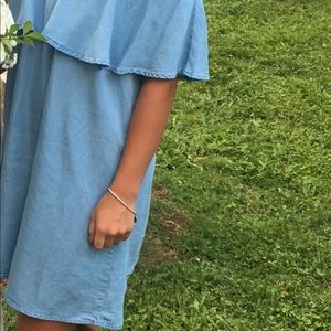 very soft, off the shoulder, jean dress